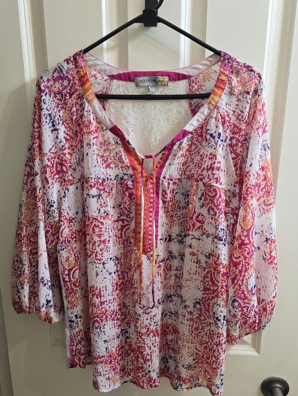 Figue & Clara Pink Multi-Print Peasant Tunic